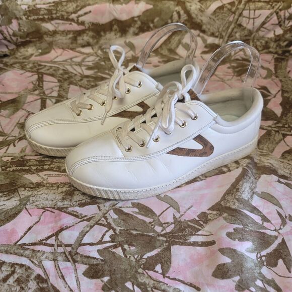 Tretorn Nylite Leather With Animal Print Shoes Womens Size 9M - Picture 1 of 10